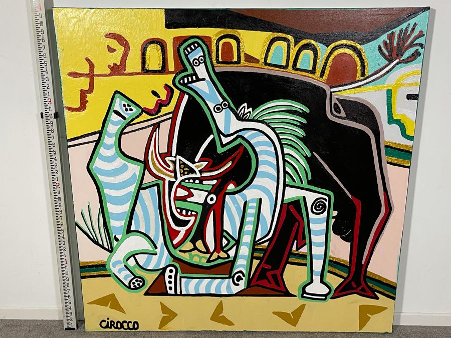 Nick Cirocco Large Original Cubist Oil Painting On Canvas Modern Abstract Cubism 4' X 4' [Photo 3]