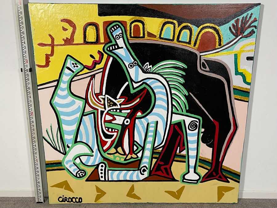 Nick Cirocco Large Original Cubist Oil Painting On Canvas Modern Abstract Cubism 4' X 4' [Photo 1]