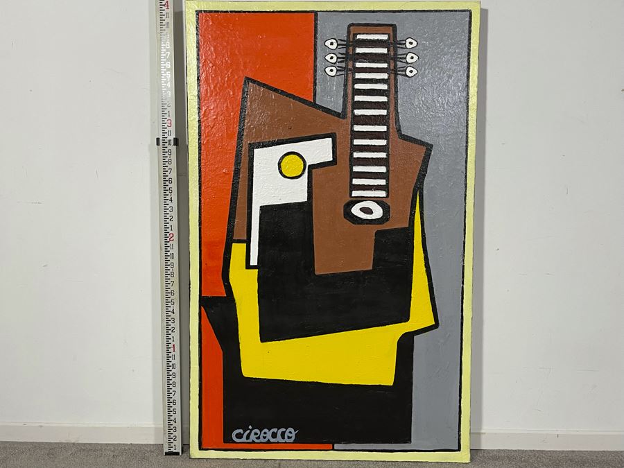 Sold at Auction: Contemporary Electric Guitar Oil Canvas Painting