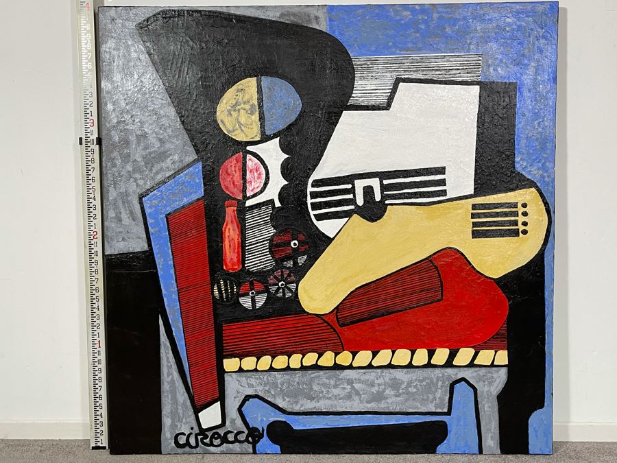 Nick Cirocco Large Original Cubist Oil Painting On Canvas Modern Abstract Cubism 4' X 4' [Photo 6]
