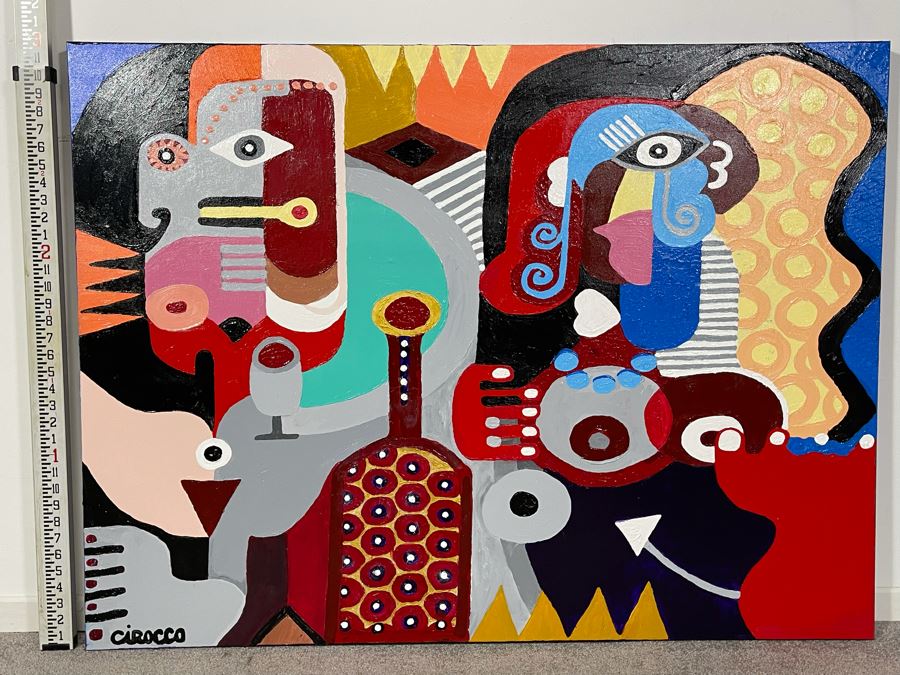 Nick Cirocco Large Original Cubist Oil Painting On Canvas Modern Abstract Cubism 4' X 3' [Photo 3]