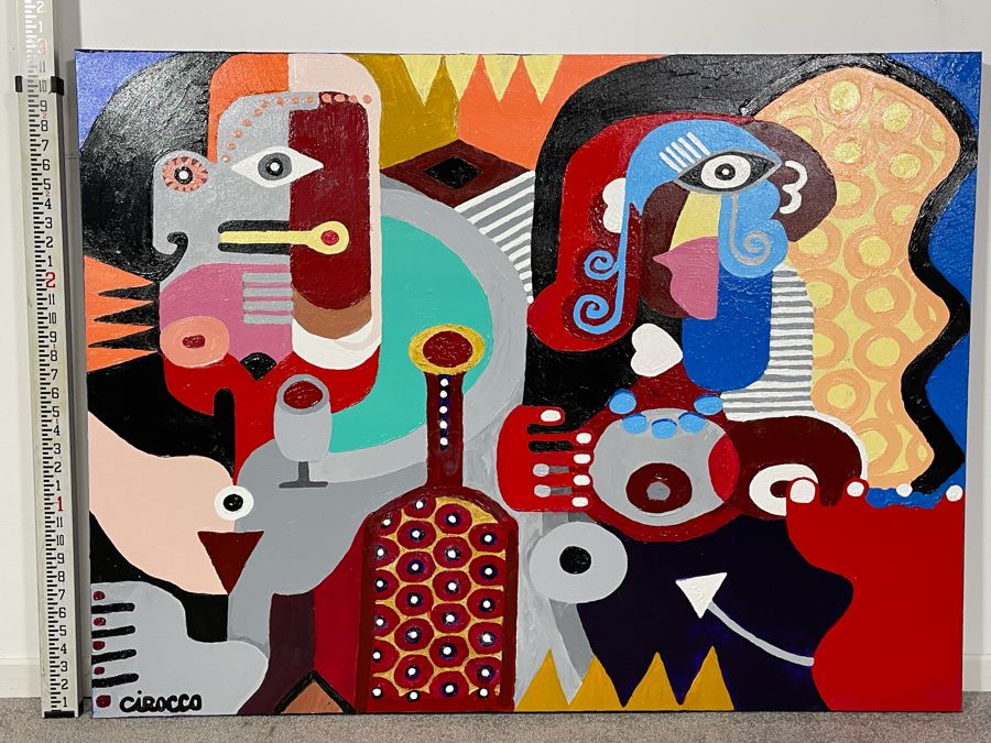 Nick Cirocco Large Original Cubist Oil Painting On Canvas Modern ...