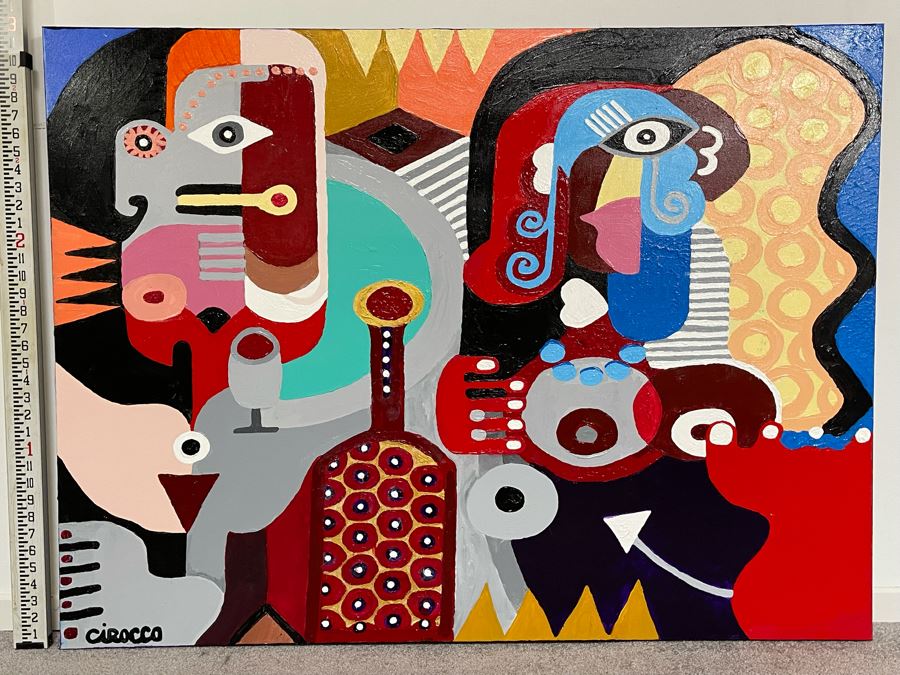Nick Cirocco Large Original Cubist Oil Painting On Canvas Modern Abstract Cubism 4' X 3' [Photo 1]