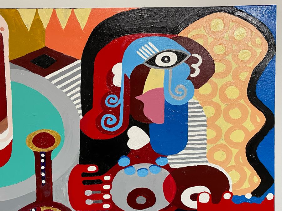 Nick Cirocco Large Original Cubist Oil Painting On Canvas Modern Abstract Cubism 4' X 3' [Photo 8]
