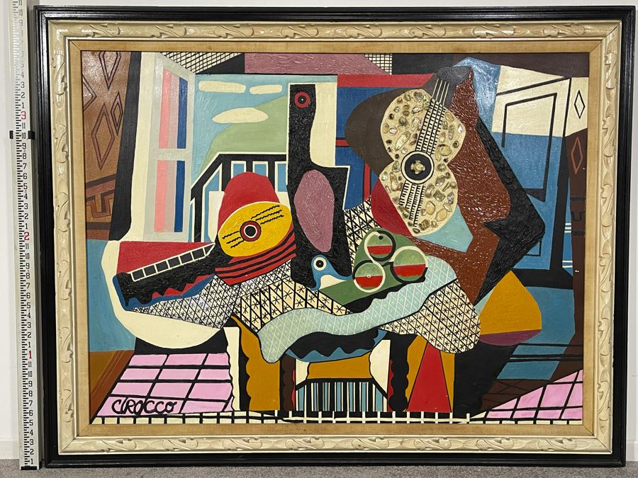Framed Nick Cirocco Large Original Cubist Oil Mixed Media Painting On Canvas Modern Abstract Cubism 4'3' X 3'3' [Photo 4]