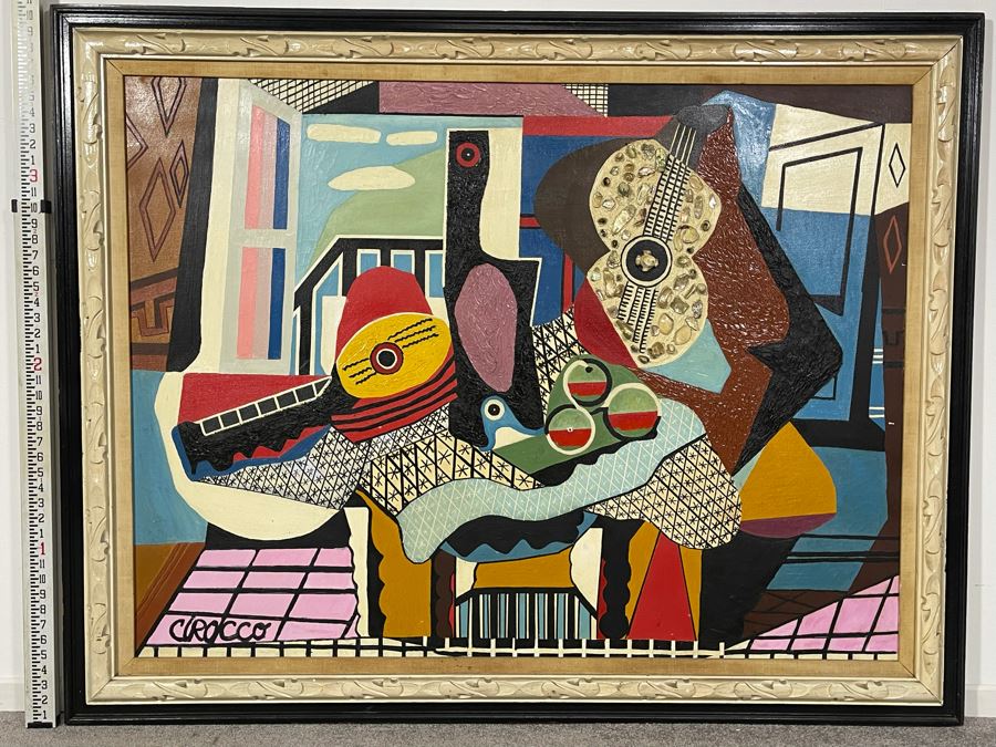 Framed Nick Cirocco Large Original Cubist Oil Mixed Media Painting On Canvas Modern Abstract Cubism 4'3' X 3'3' [Photo 3]