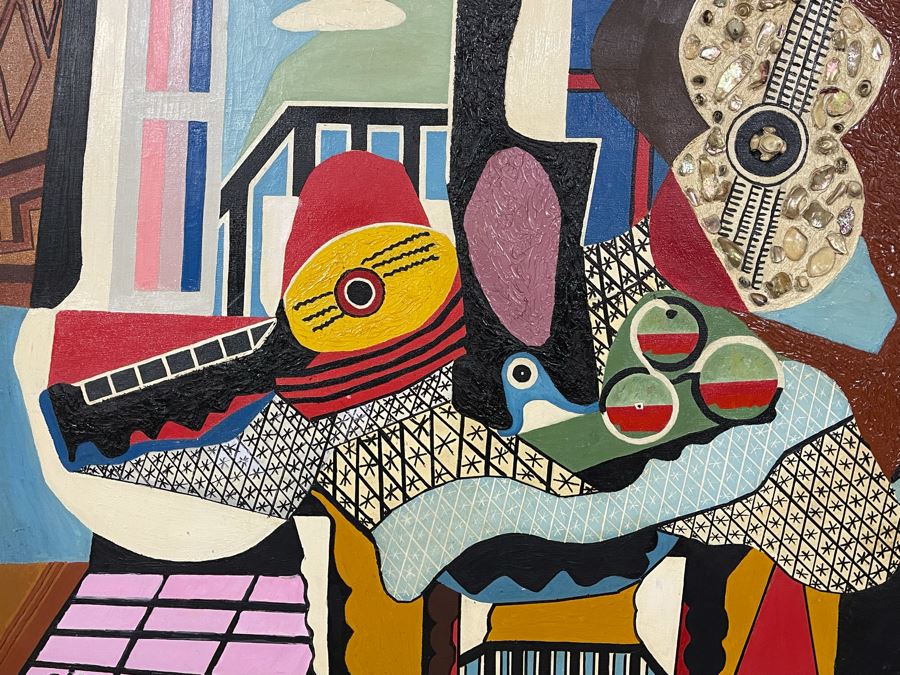 Framed Nick Cirocco Large Original Cubist Oil Mixed Media Painting On Canvas Modern Abstract Cubism 4'3' X 3'3' [Photo 5]