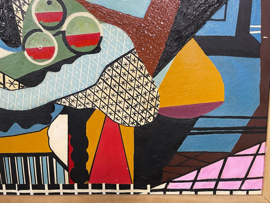 Framed Nick Cirocco Large Original Cubist Oil Mixed Media Painting On Canvas Modern Abstract Cubism 4'3' X 3'3' [Photo 9]