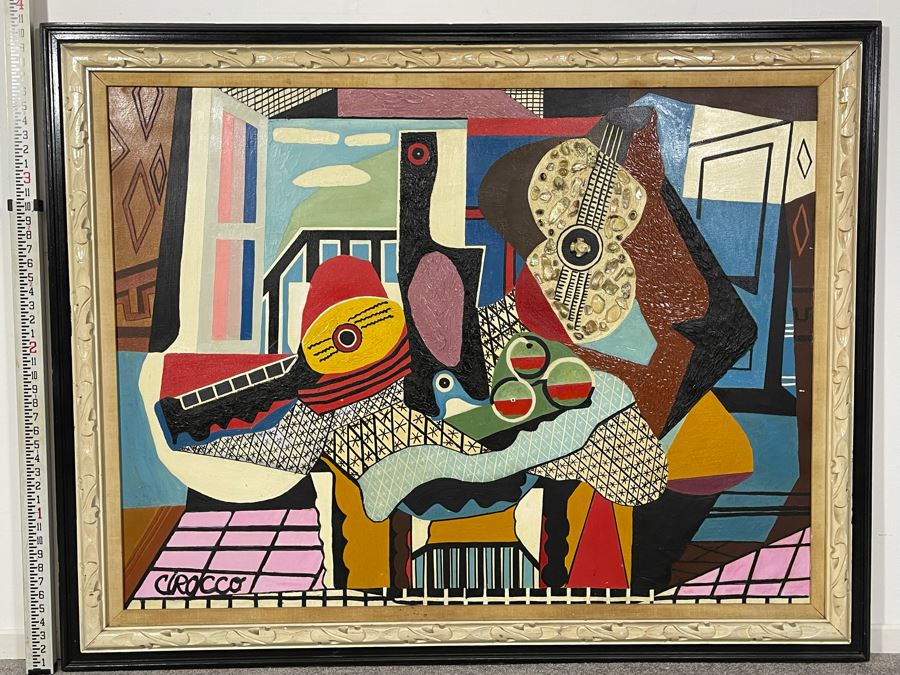 Framed Nick Cirocco Large Original Cubist Oil Mixed Media Painting On Canvas Modern Abstract Cubism 4'3' X 3'3' [Photo 2]