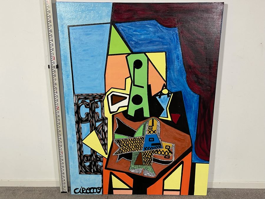 Nick Cirocco Large Original Cubist Oil Painting On Canvas Modern Abstract Cubism 3' X 4' [Photo 1]