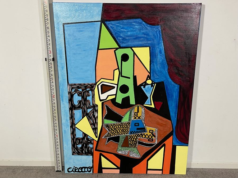 Nick Cirocco Large Original Cubist Oil Painting On Canvas Modern Abstract Cubism 3' X 4' [Photo 2]