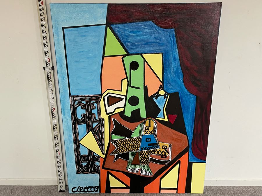 Nick Cirocco Large Original Cubist Oil Painting On Canvas Modern Abstract Cubism 3' X 4' [Photo 3]