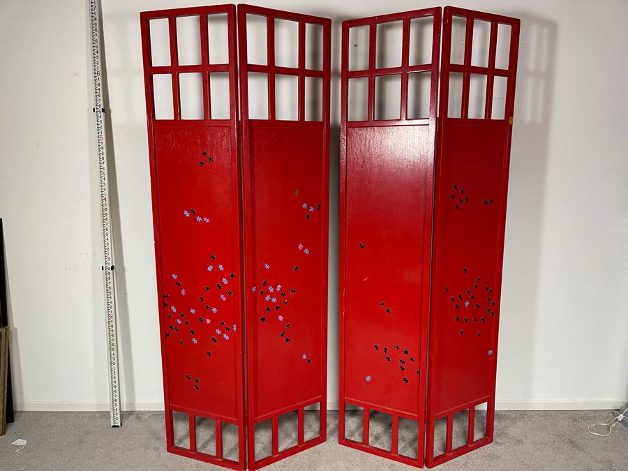 Original Hand Signed Pair Of David Lavington Sculptural Art Folding Screens Adorned With Geometric Yellow Shapes On One Side And Jigsaw Puzzle Pieces On The Other Each Signed On The Bottom 68'W X 79.5'H Retails $5,000 [Photo 10]