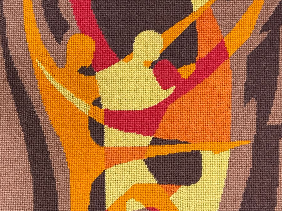 Handmade Mid-Century Embroidery Artwork In Frame 21 X 28 [Photo 5]