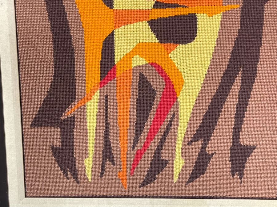 Handmade Mid-Century Embroidery Artwork In Frame 21 X 28 [Photo 6]