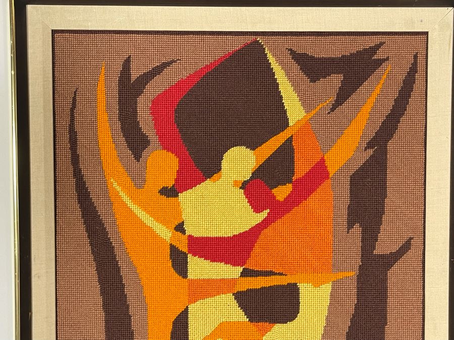 Handmade Mid-Century Embroidery Artwork In Frame 21 X 28 [Photo 4]