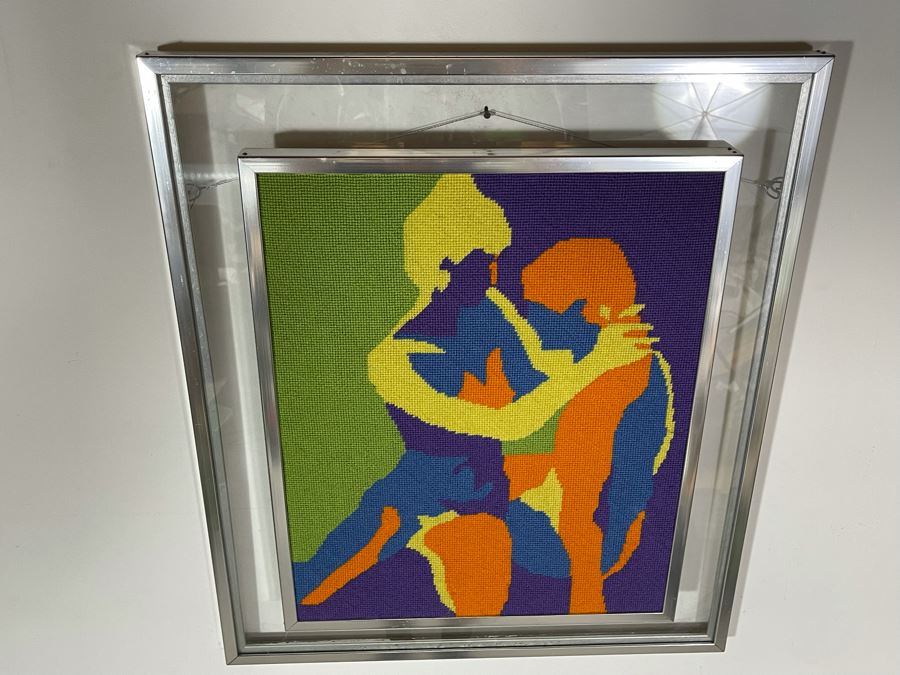 Handmade Mid-Century Embroidery Artwork In Frame 23 X 27 [Photo 9]