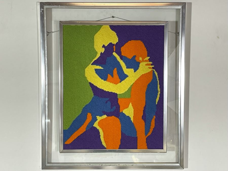 Handmade Mid-Century Embroidery Artwork In Frame 23 X 27 [Photo 2]