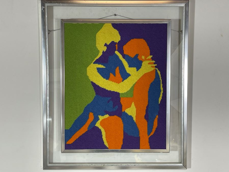 Handmade Mid-Century Embroidery Artwork In Frame 23 X 27 [Photo 3]