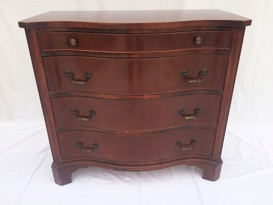 Vintage Four Drawer Mahogany Dresser, Serpentine Front