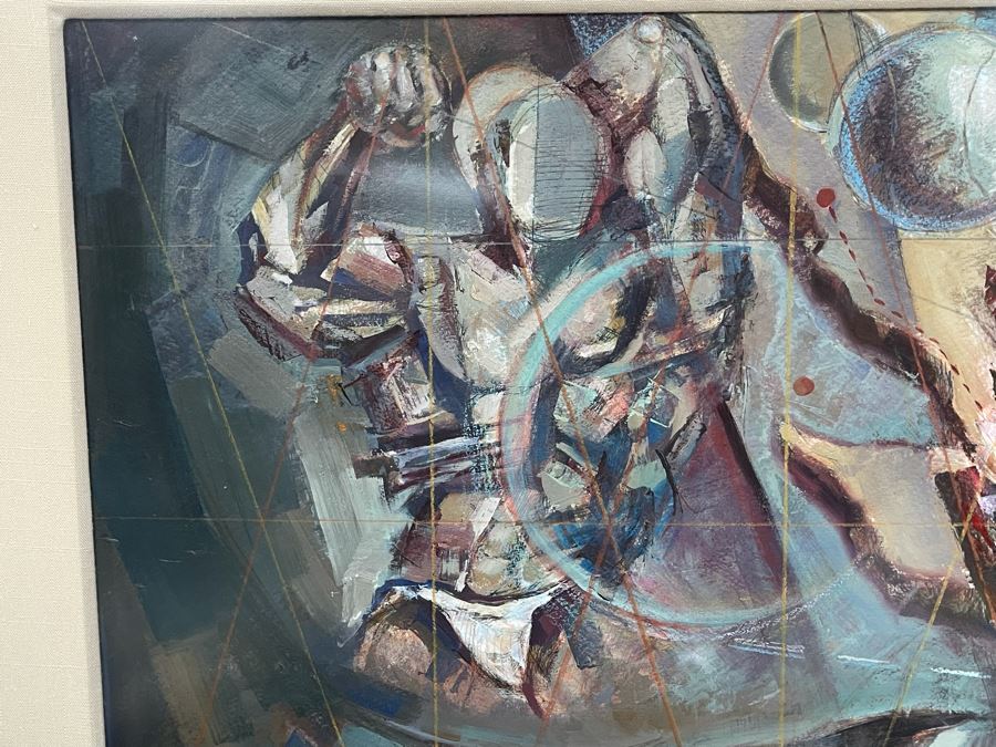 Framed Original Oil Painting By Miguel Najera Loera Titled 'Homage To Olympics' 56' X 27' [Photo 5]