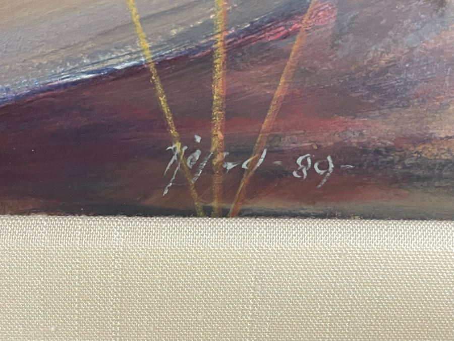 Framed Original Oil Painting By Miguel Najera Loera Titled 'Homage To Olympics' 56' X 27' [Photo 14]