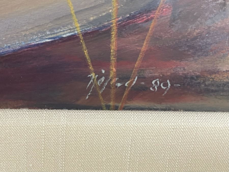 Framed Original Oil Painting By Miguel Najera Loera Titled 'Homage To Olympics' 56' X 27' [Photo 15]