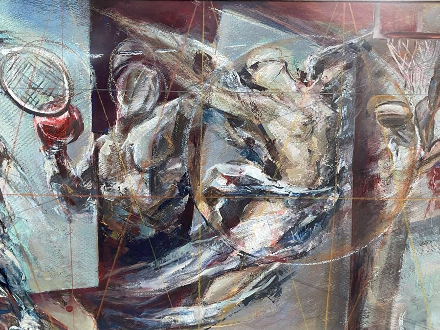 Framed Original Oil Painting By Miguel Najera Loera Titled 'Homage To Olympics' 56' X 27' [Photo 9]