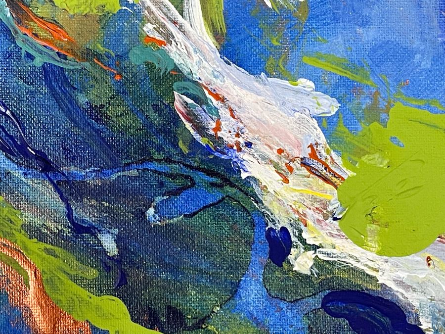 Framed Original Joan Lohrey Abstract Painting Signed On Back With Note 18 X 14 Retails $400 [Photo 6]