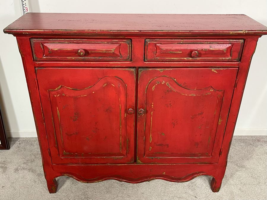 Habersham Furniture Red Wooden Accent Cabinet 40.5W X 11D X 37H [Photo 3]