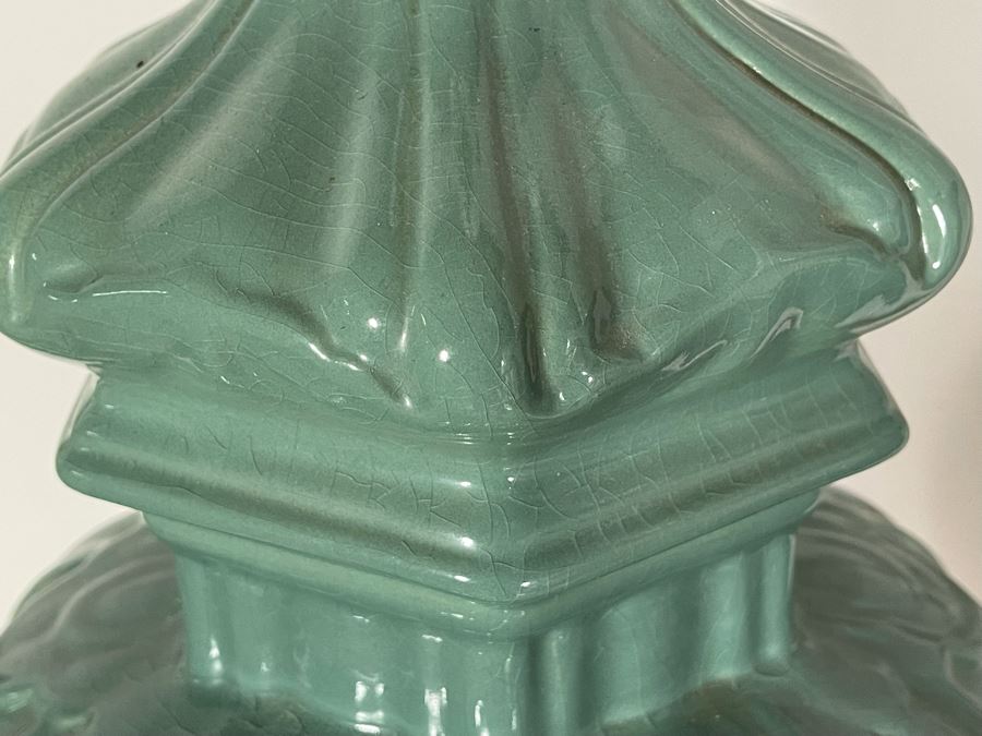 Pair Of Large Glazed Asian Style Pottery Table Lamps 39H [Photo 12]