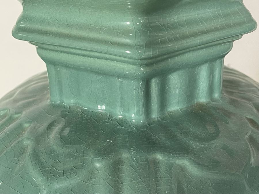 Pair Of Large Glazed Asian Style Pottery Table Lamps 39H [Photo 11]