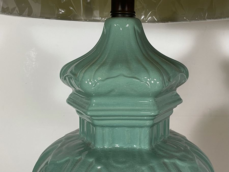 Pair Of Large Glazed Asian Style Pottery Table Lamps 39H [Photo 7]