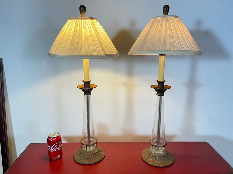 Vintage 1988 Chapman Glass And Metal Table Lamps [Photo 3]