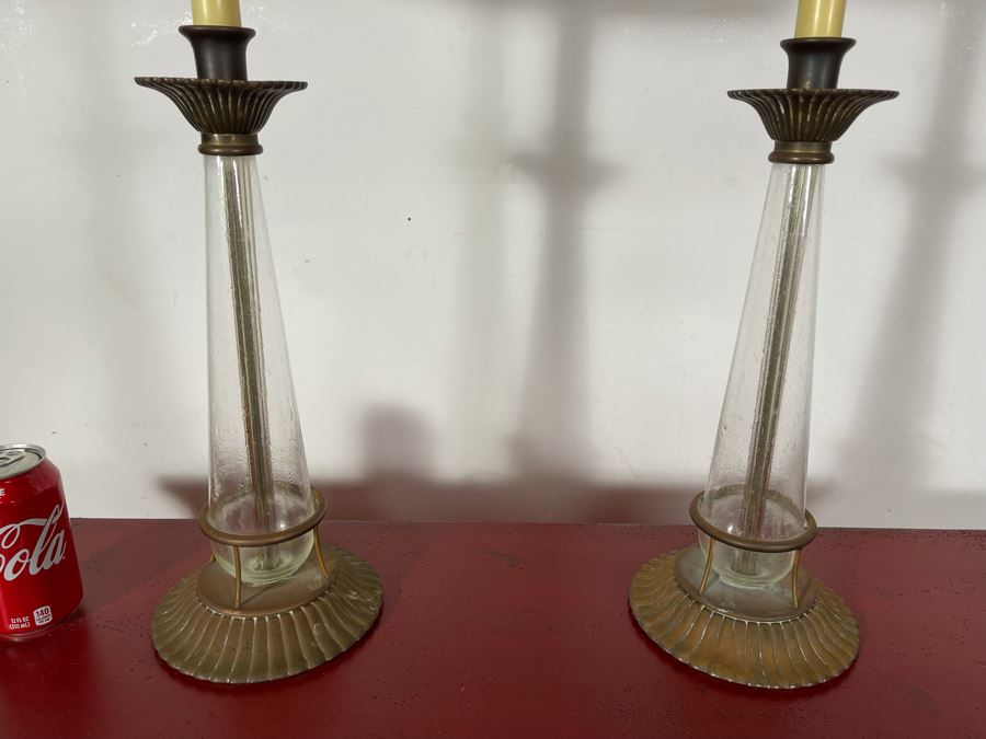 Vintage 1988 Chapman Glass And Metal Table Lamps [Photo 4]