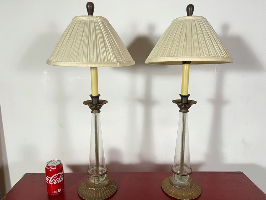 Vintage 1988 Chapman Glass And Metal Table Lamps [Photo 1]