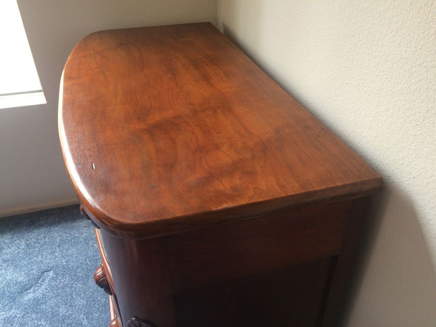 Victorian Three Drawer Dresser, Carved Pulls, Curved [Photo 10]