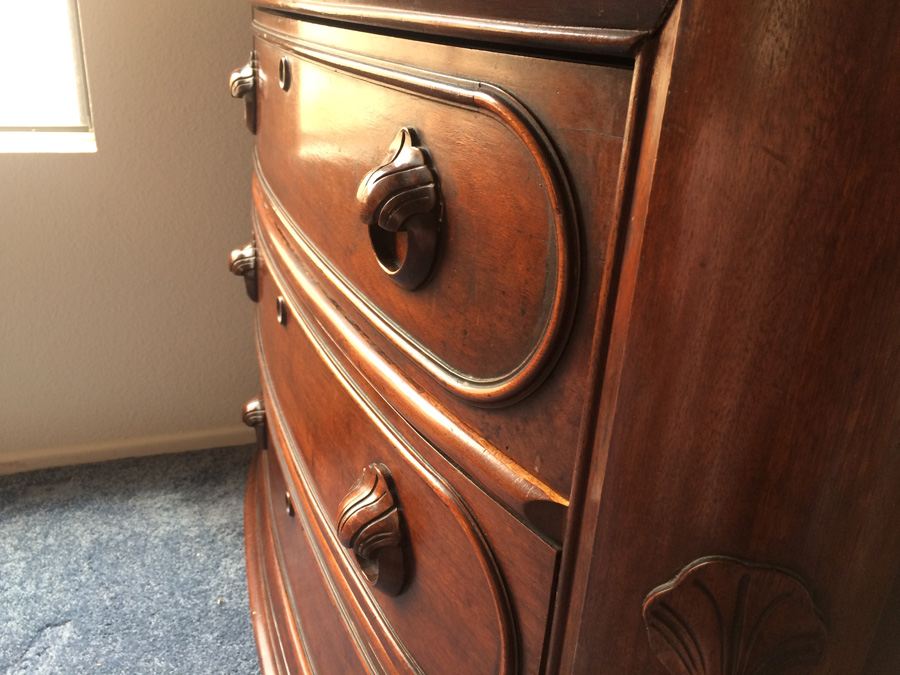Victorian Three Drawer Dresser, Carved Pulls, Curved [Photo 15]