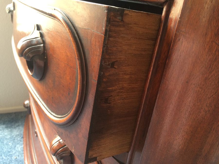 Victorian Three Drawer Dresser, Carved Pulls, Curved [Photo 14]