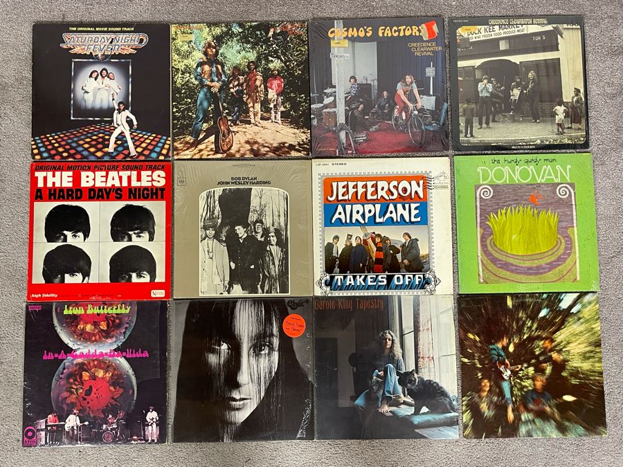 Vintage Vinyl Record Collection Featuring The Beatles, Creedence Clearwater Revival, Bob Dylan, Saturday Night Fever - 12 Records [Photo 3]
