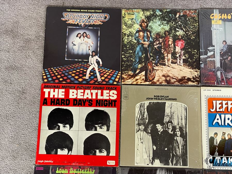 Vintage Vinyl Record Collection Featuring The Beatles, Creedence Clearwater Revival, Bob Dylan, Saturday Night Fever - 12 Records [Photo 4]