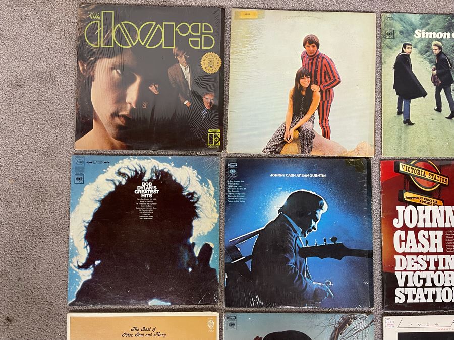 Vintage Vinyl Record Collection Featuring The Doors, Johnny Cash, Bob Dylan, Simon & Garfunkel - 12 Records [Photo 3]