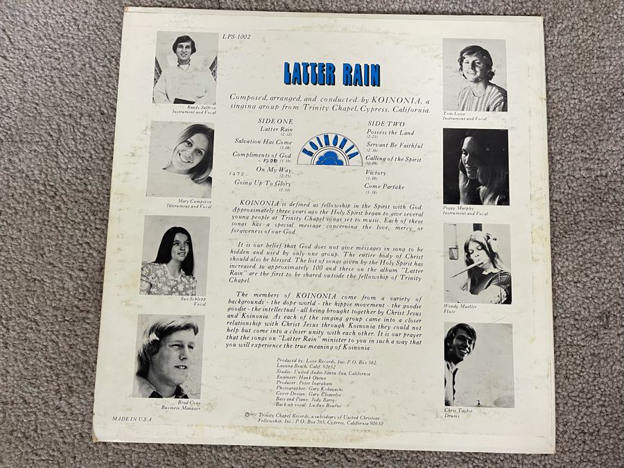 Vintage 1972 Vinyl Record: Koinonia - Latter Rain Estimate $50-$200 [Photo 2]