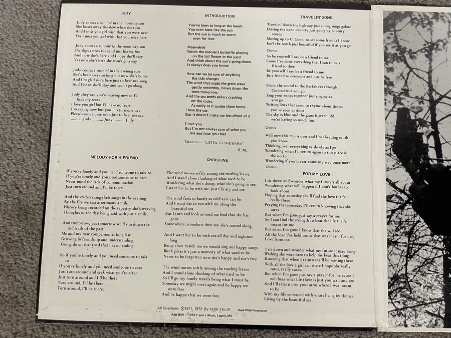 Hand Signed Kirk Felix - For My Friends Vinyl Record Coward Records Estimate $30-$60 [Photo 4]