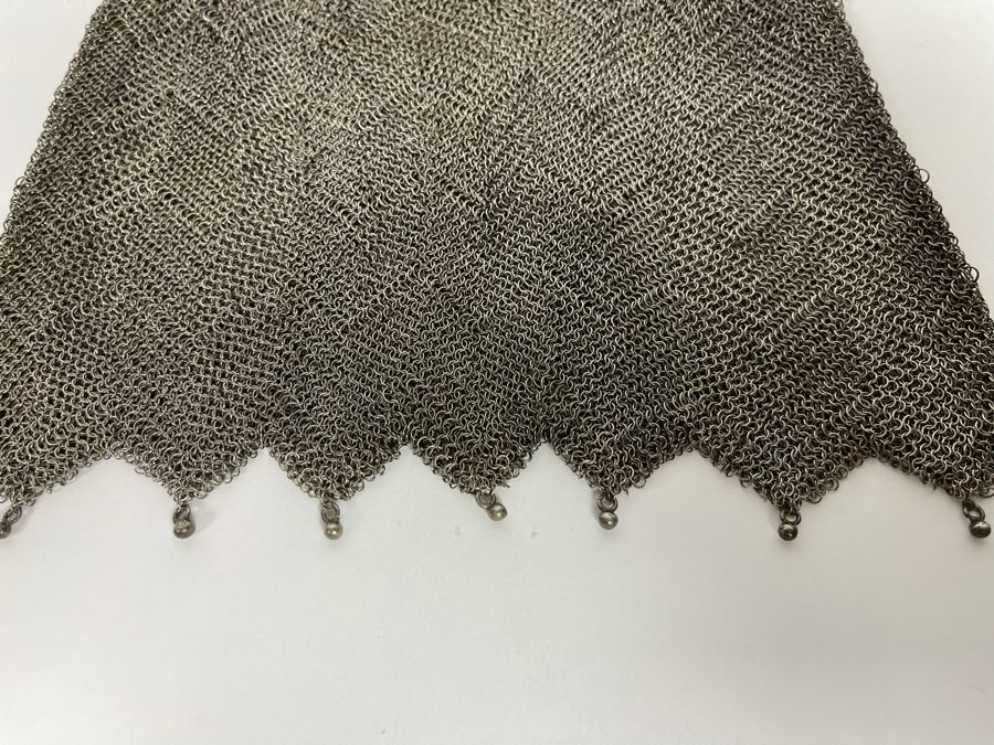 Antique Sterling Silver Mesh Purse Signed 6W X 7H - 266g [Photo 7]