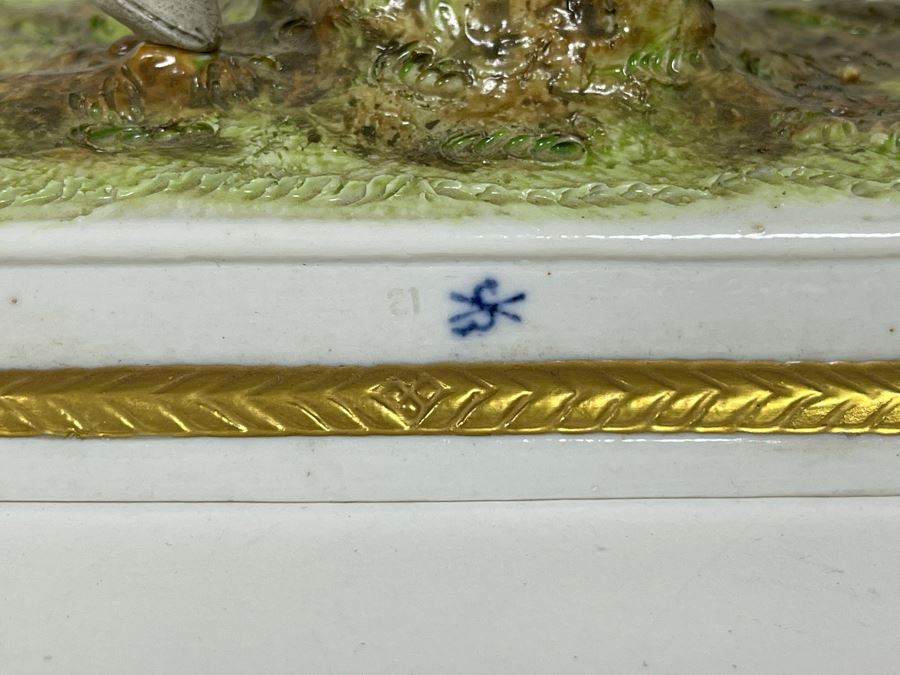 Pair Of Handpainted Saxon Porcelain French Napoleonic Soldier Figurines From Scheibe Alsbach - Thuringia Signed Horses Titled Garde Imperiale Made In German Democratic Republic (GDR) 3W X 3.5D X 11.5H [Photo 9]