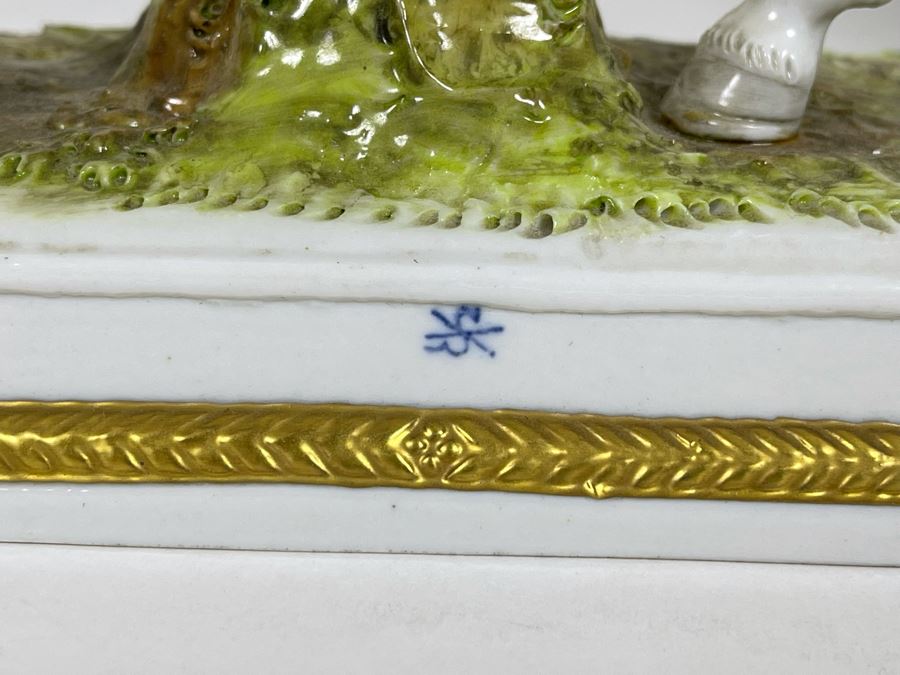 Pair Of Handpainted Saxon Porcelain French Napoleonic Soldier Figurines From Scheibe Alsbach - Thuringia Signed Horses Titled Garde Imperiale Made In German Democratic Republic (GDR) 3W X 3.5D X 11.5H [Photo 10]