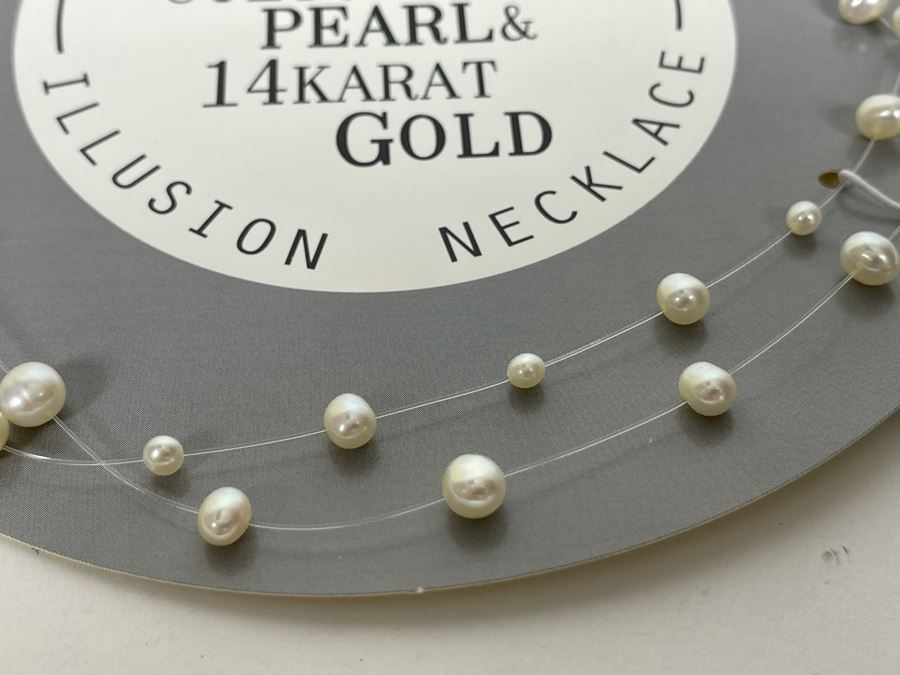 Cultured Pearl Illusion Necklace With 14K Gold Clasp [Photo 3]