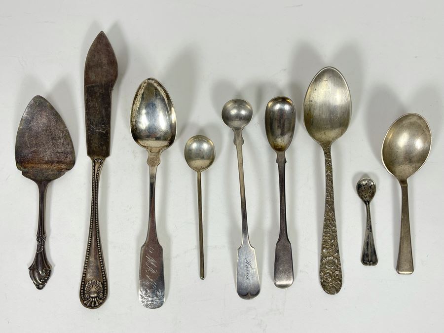 JUST ADDED - Various Sterling Silver Spoons And Sterling Silver Serving Pieces 146.4g Total Weight