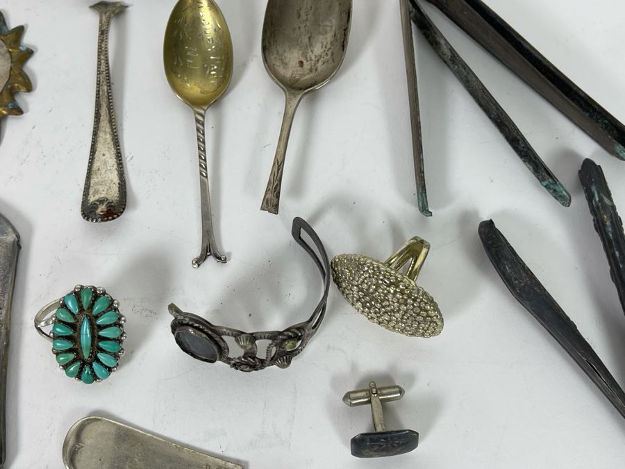 JUST ADDED - Sterling Silver Scrap Lot With Various Flatware And Jewelry Pieces 380g [Photo 13]